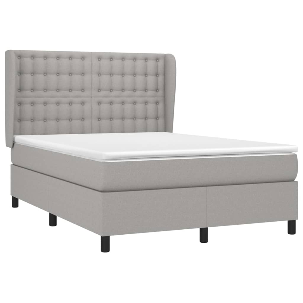 vidaXL Boxspring met matras stof lichtgrijs 140x190 cm afbeelding