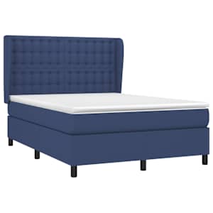 vidaXL Cama com molas/colch&atilde;o 140x190 cm tecido azul
