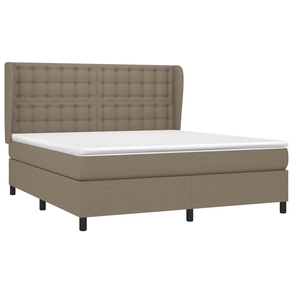 vidaXL Boxspring met matras stof taupe 160x200 cm afbeelding