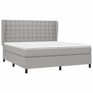 Box spring postel s matrací světle šedá 180 x 200 cm textil - obrázek 3