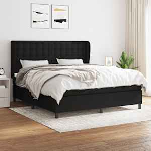 Box spring postelja z vzmetnico črna 180x200 cm blago