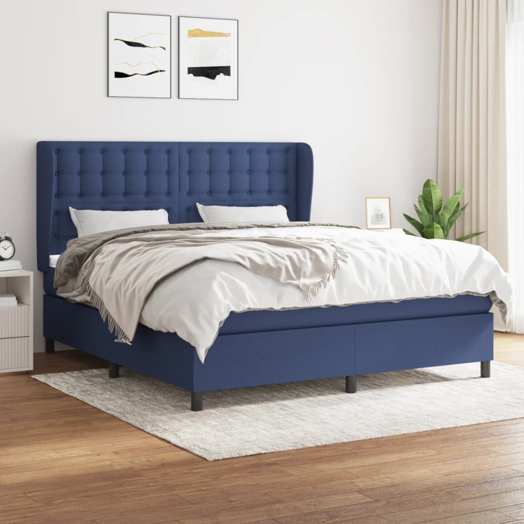 Boxspringbett mit Matratze Blau 180×200 cm Stoff