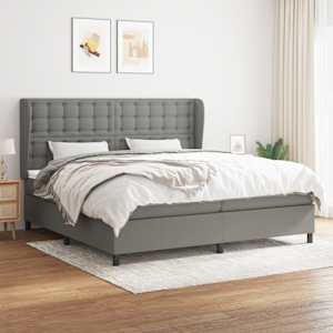 Box spring postel s matrací tmavě šedá 200x200 cm textil - obrázek 1