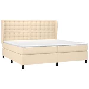 Box spring postel s matrací krémová 200x200 cm textil - obrázek 3