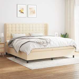 Box spring postel s matrací krémová 200x200 cm textil - obrázek 1