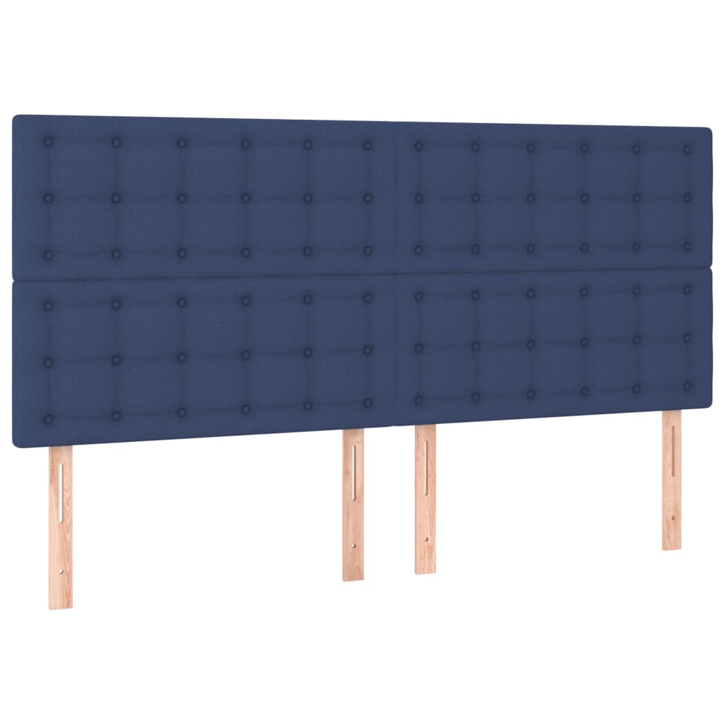 Box spring postelja z vzmetnico modra 200x200 cm blago