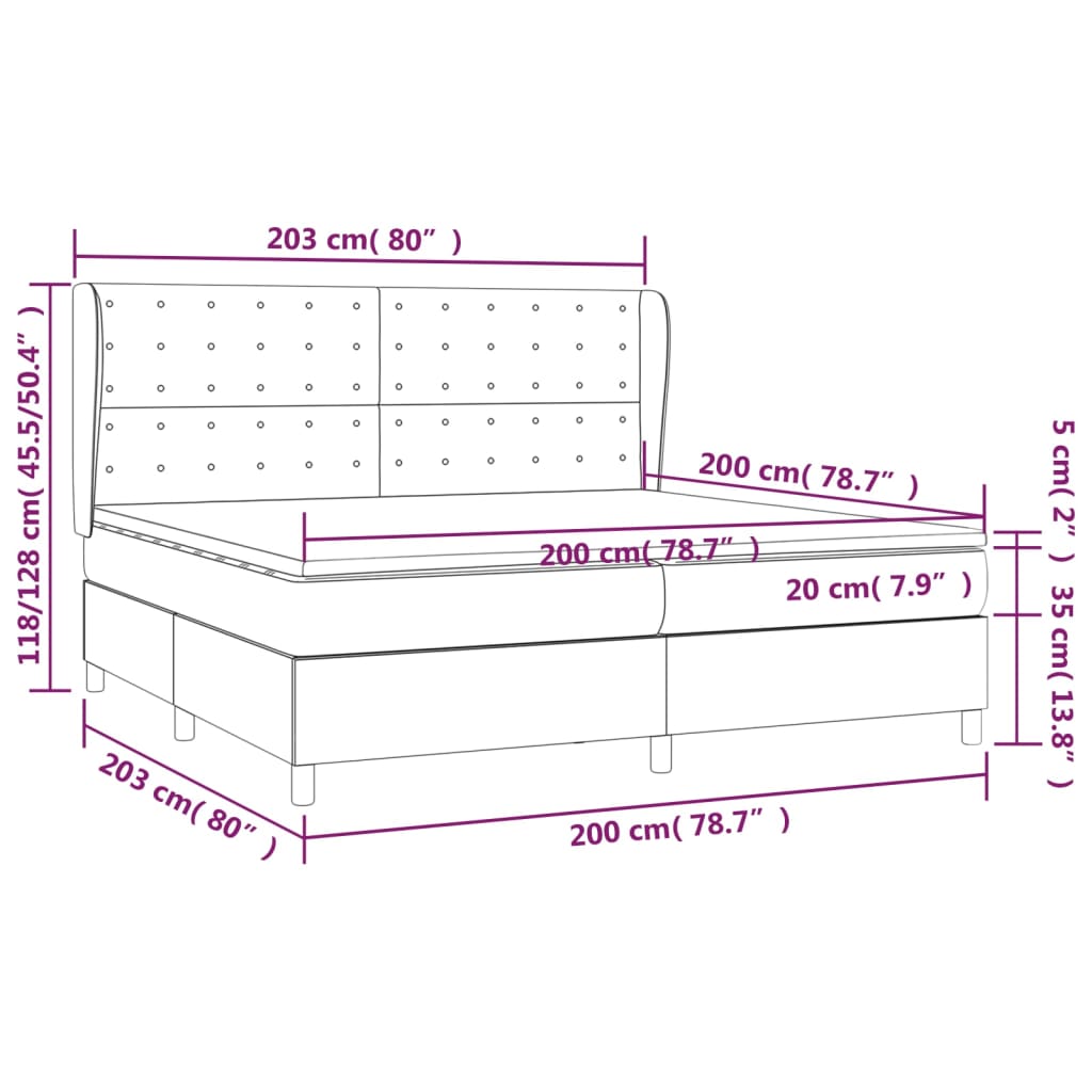 Krevet s oprugama i madracem plavi 200 x 200 cm od tkanine