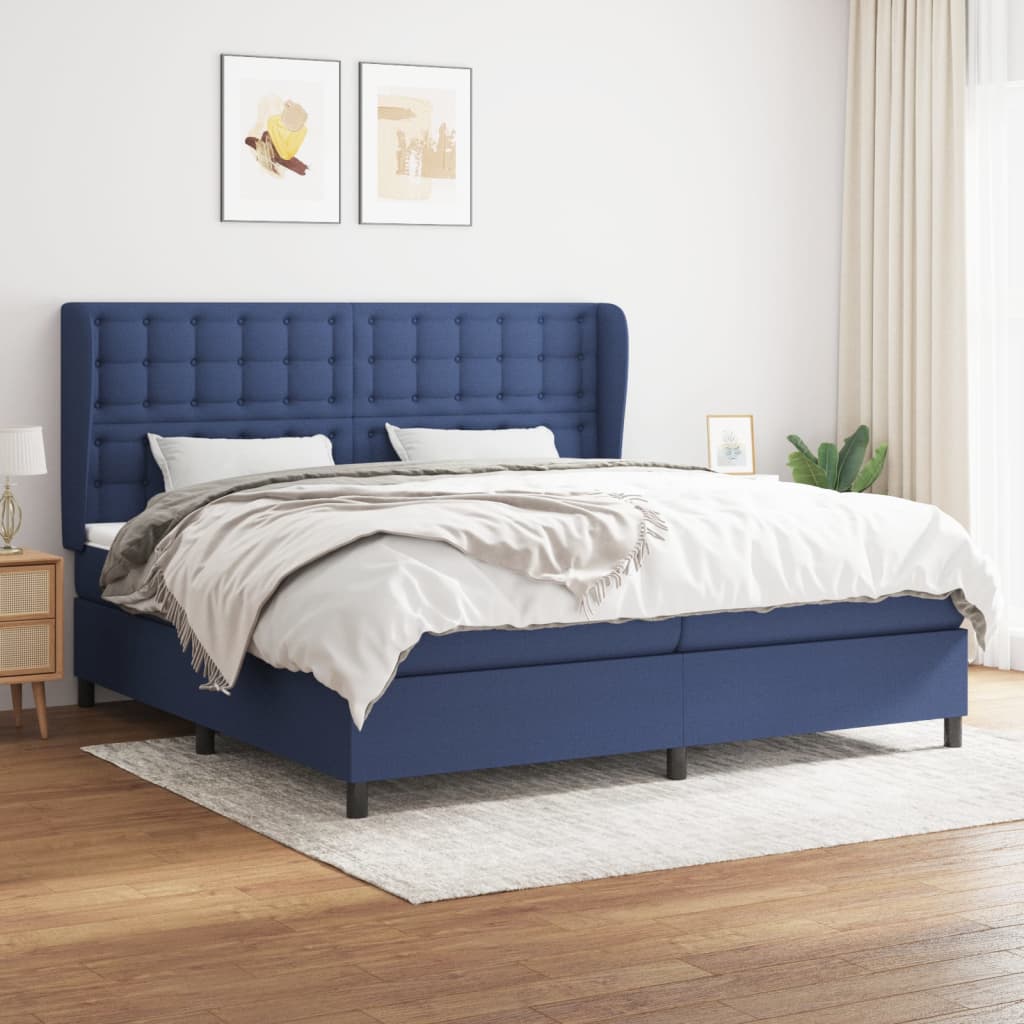 Boxspringbett mit Matratze Blau 200×200 cm Stoff