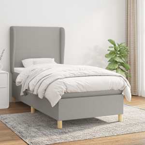 Box spring postel s matrací světle šedá 80 x 200 cm textil - obrázek 1