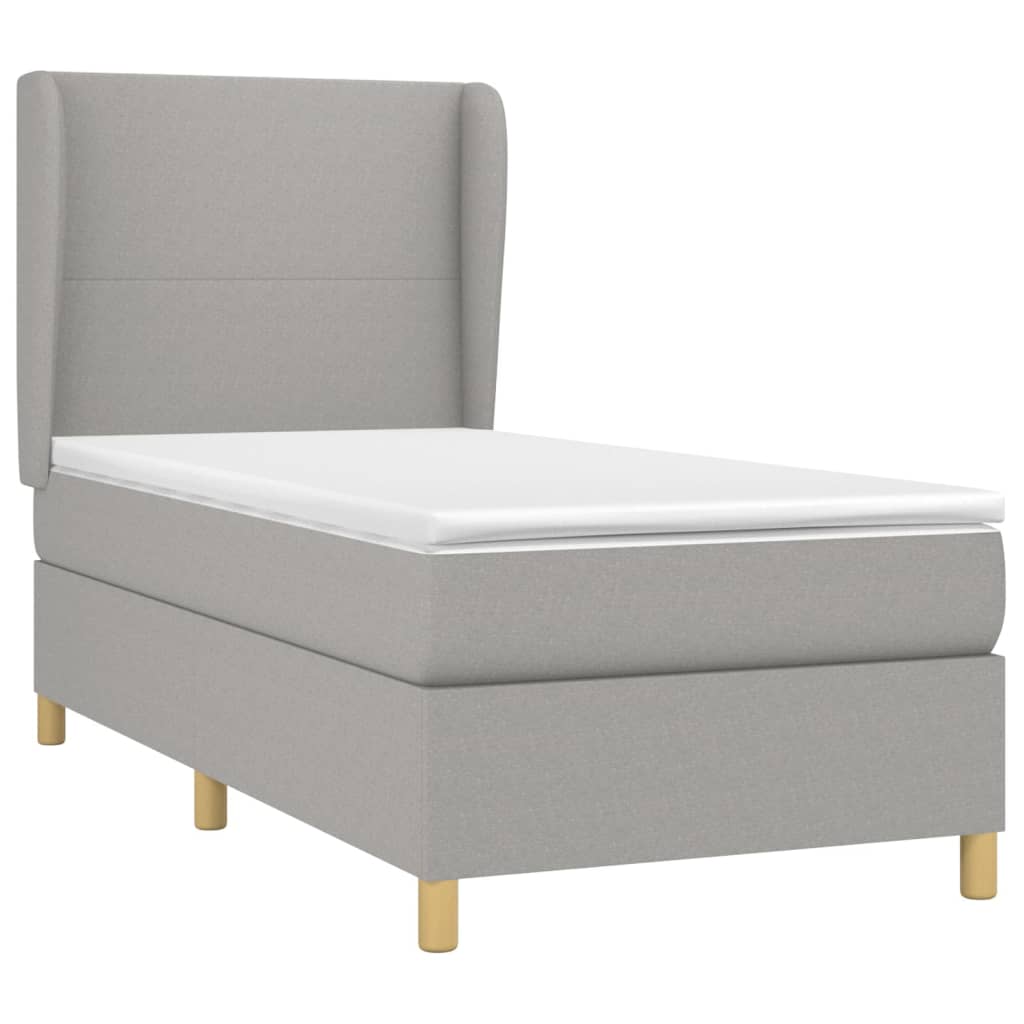 vidaXL Boxspring met matras stof lichtgrijs 90x190 cm afbeelding