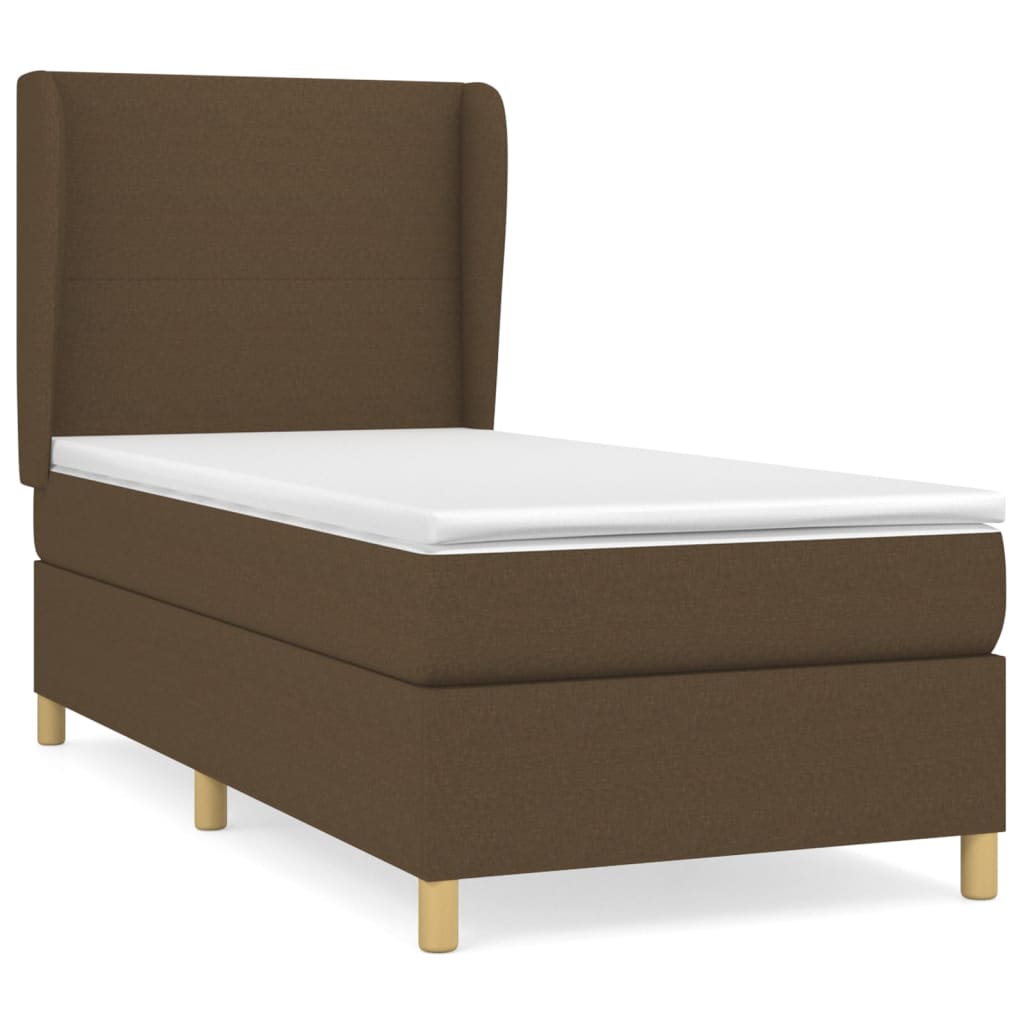 vidaXL Box spring postel s matrací tmavě hnědá 90x190 cm textil