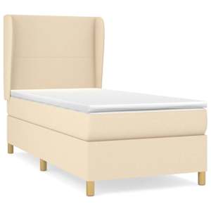 Box spring postel s matrací krémová 90x190 cm textil - obrázek 2