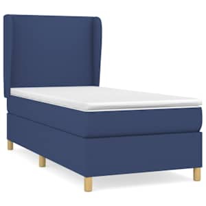 Box spring postel s matrací modrá 90x190 cm textil - obrázek 2