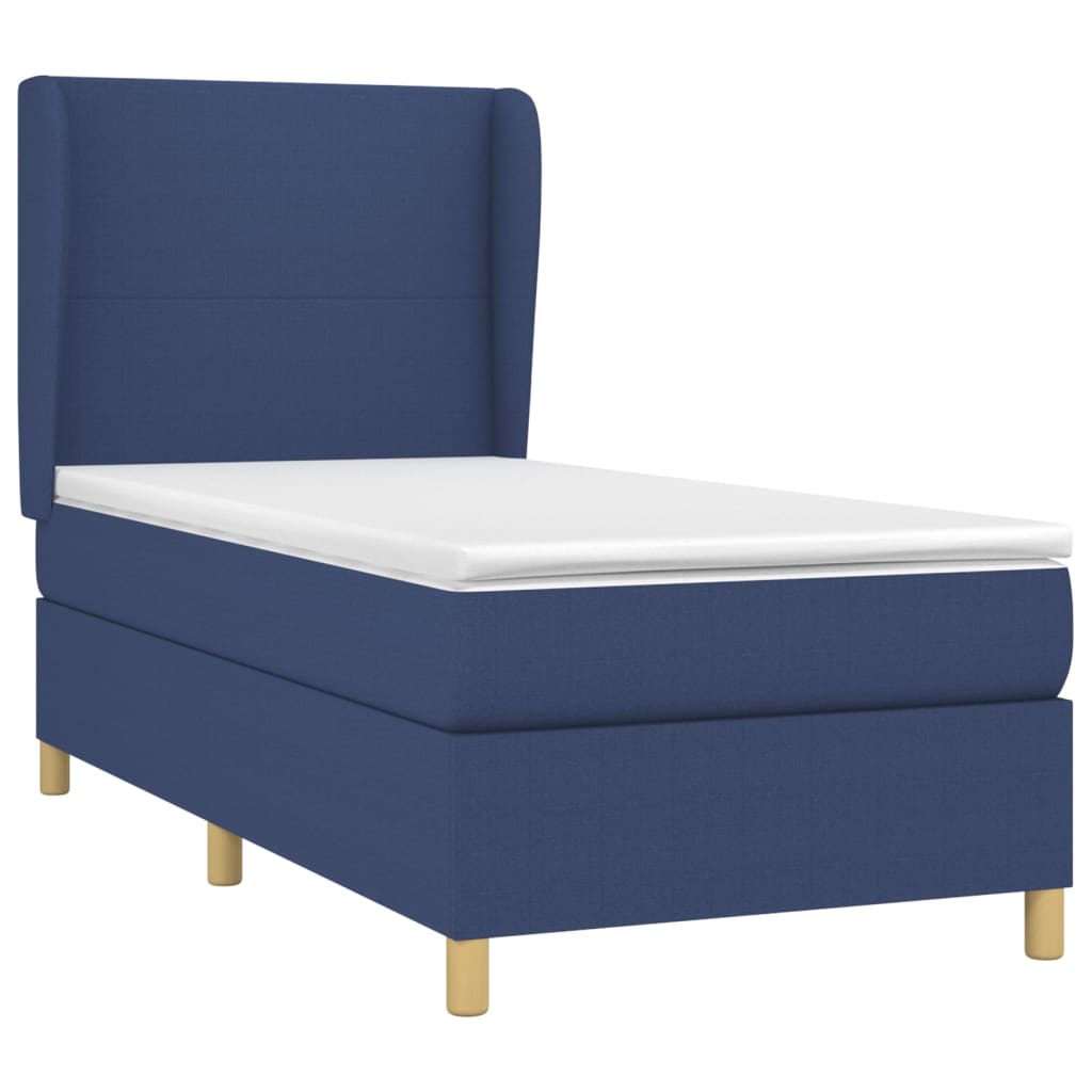 vidaXL Boxspring met matras stof blauw 90x190 cm afbeelding