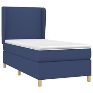 Box spring postel s matrací modrá 90x190 cm textil - obrázek 3