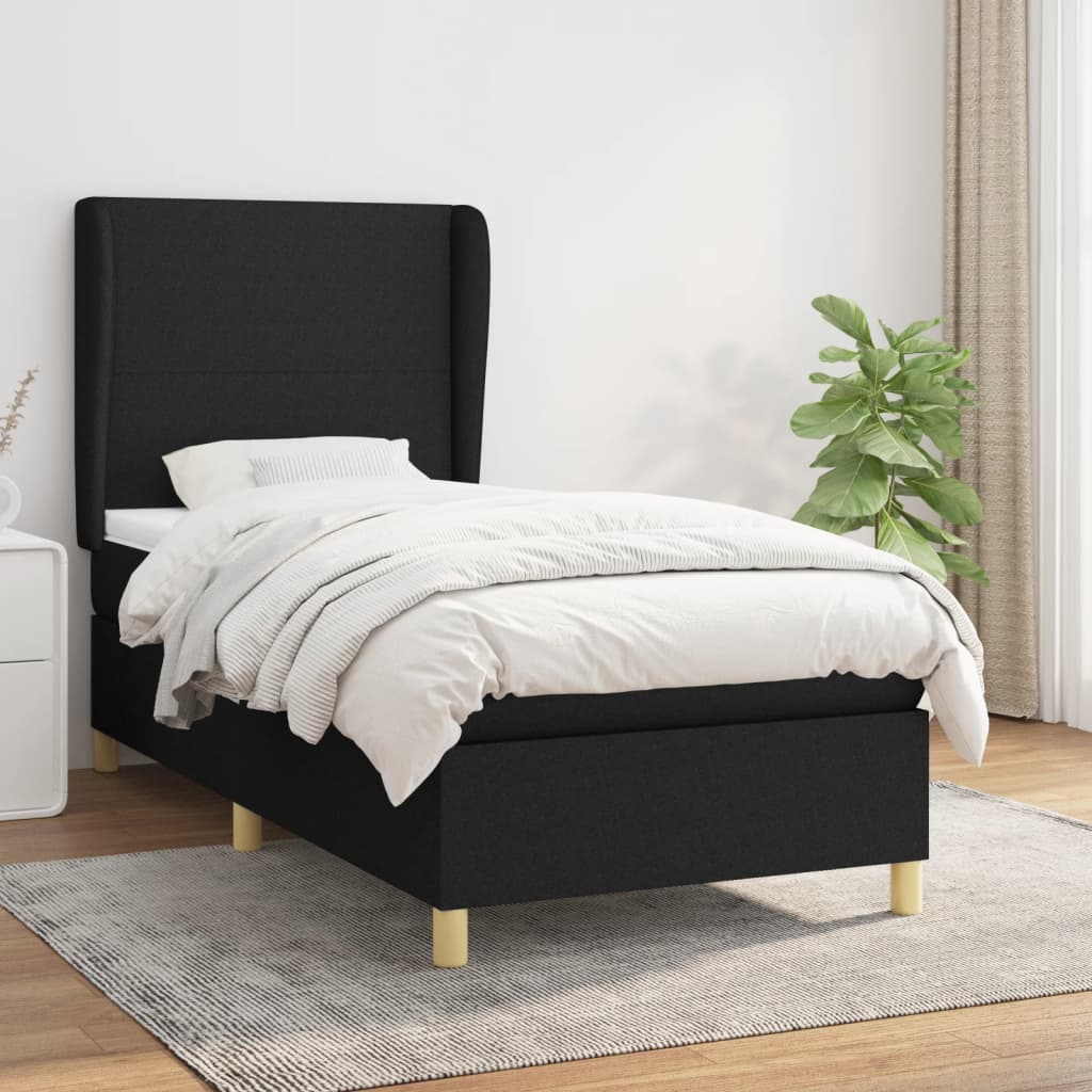 Boxspringbett mit Matratze Schwarz 100×200 cm Stoff