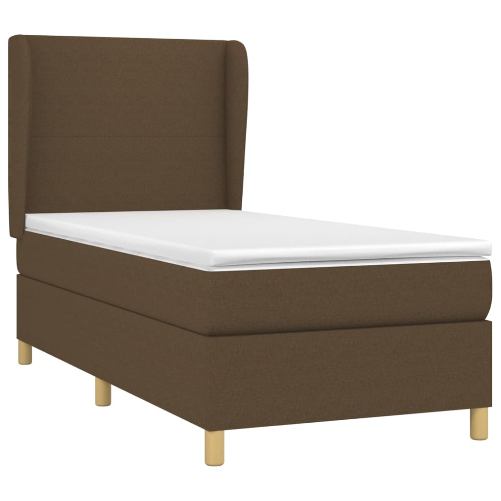 vidaXL Boxspring met matras stof donkerbruin 100x200 cm afbeelding