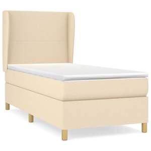 Box spring postel s matrací krémová 100 x 200 cm textil - obrázek 2