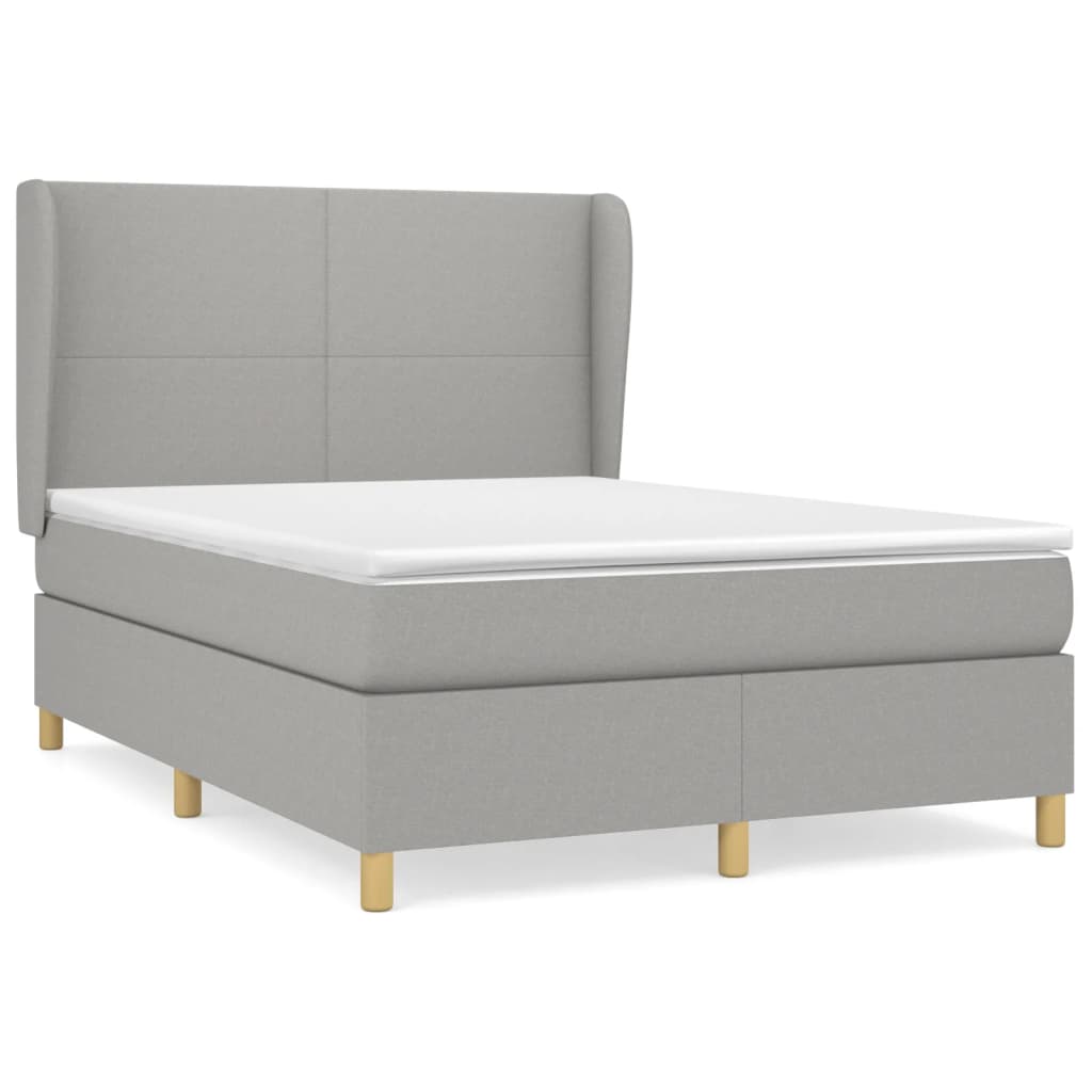 vidaXL Box spring posteljni z vzmetnico svetlo siv 140x190 cm blago