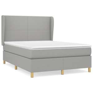Box spring postel s matrací světle šedá 140 x 190 cm textil - obrázek 2