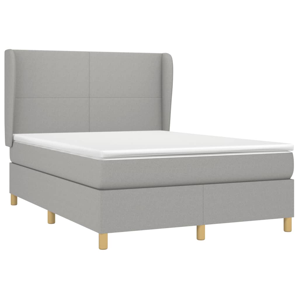 vidaXL Boxspring met matras stof lichtgrijs 140x190 cm afbeelding