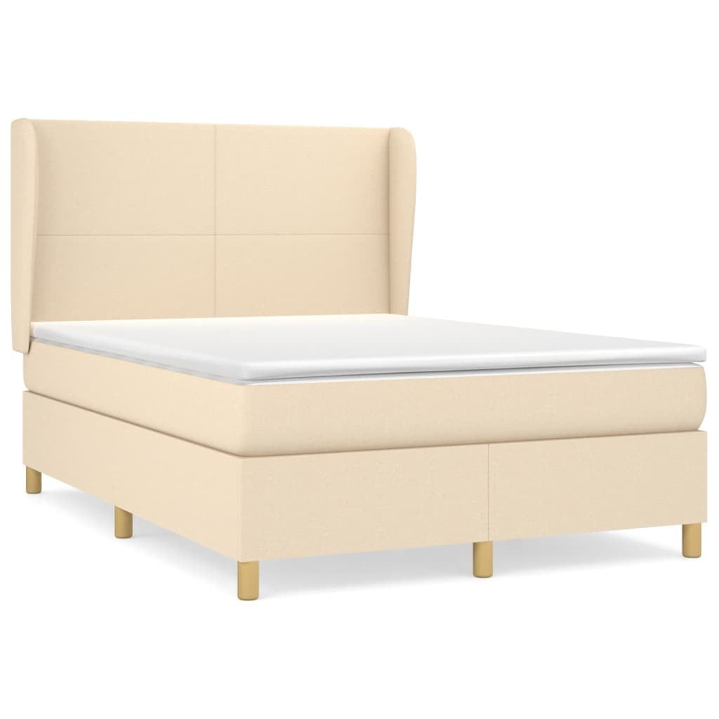 vidaXL Box spring postel s matrací krémová 140x190 cm textil