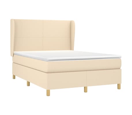 vidaXL Boxspring met matras stof cr&egrave;mekleurig 140x190 cm