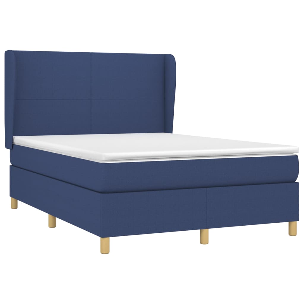 vidaXL Boxspring met matras stof blauw 140x190 cm afbeelding