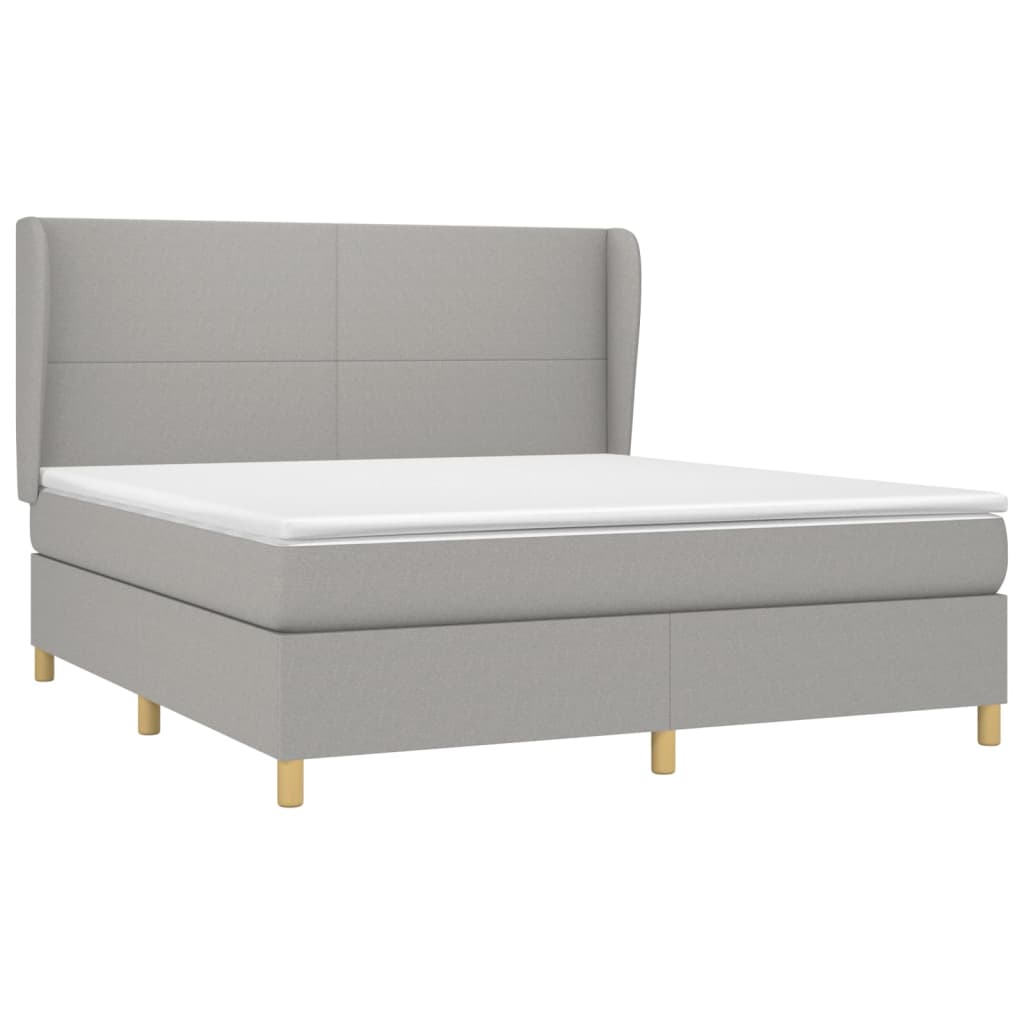 vidaXL Boxspring met matras stof lichtgrijs 160x200 cm afbeelding