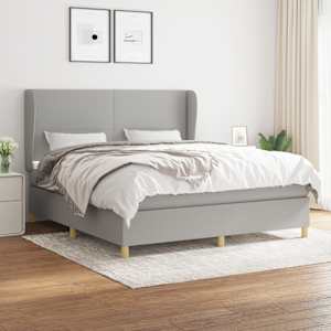 Box spring postel s matrací světle šedá 160 x 200 cm textil - obrázek 1