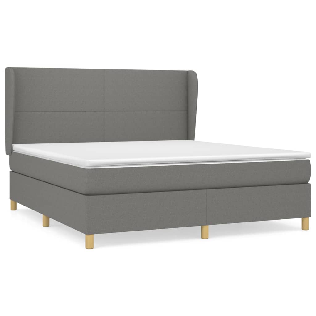 vidaXL Box spring postelja z vzmetnico temno siva 160x200 cm blago