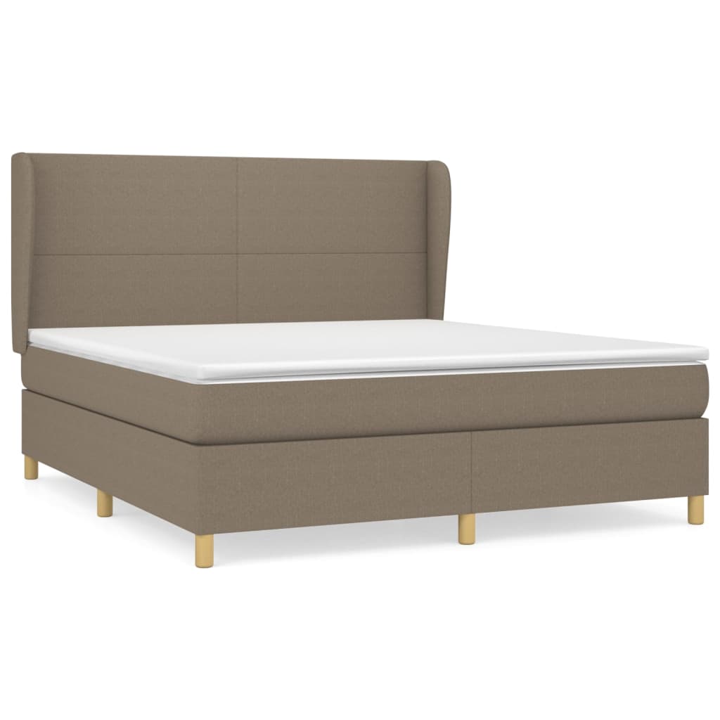 vidaXL Box spring postelja z vzmetnico taupe 160x200 cm blago