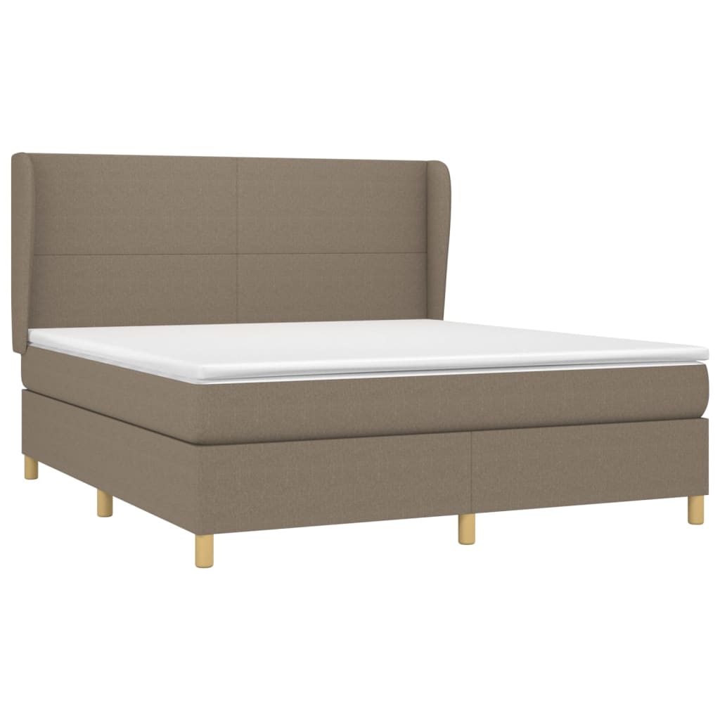 vidaXL Boxspring met matras stof taupe 160x200 cm afbeelding