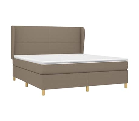vidaXL Pat box spring cu saltea, gri taupe, 160x200 cm material textil