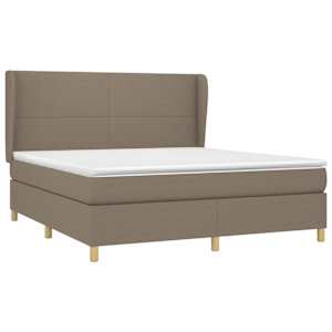 vidaXL Pat box spring cu saltea, gri taupe, 160x200 cm material textil