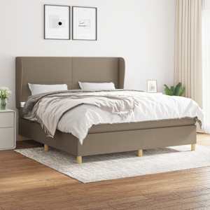 Box spring postelja z vzmetnico taupe 160x200 cm blago