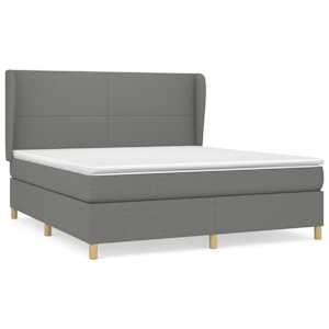 Box spring postel s matrací tmavě šedá 180x200 cm textil - obrázek 2