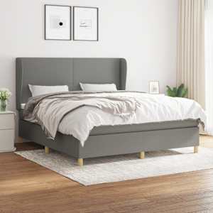 Box spring postel s matrací tmavě šedá 180x200 cm textil - obrázek 1