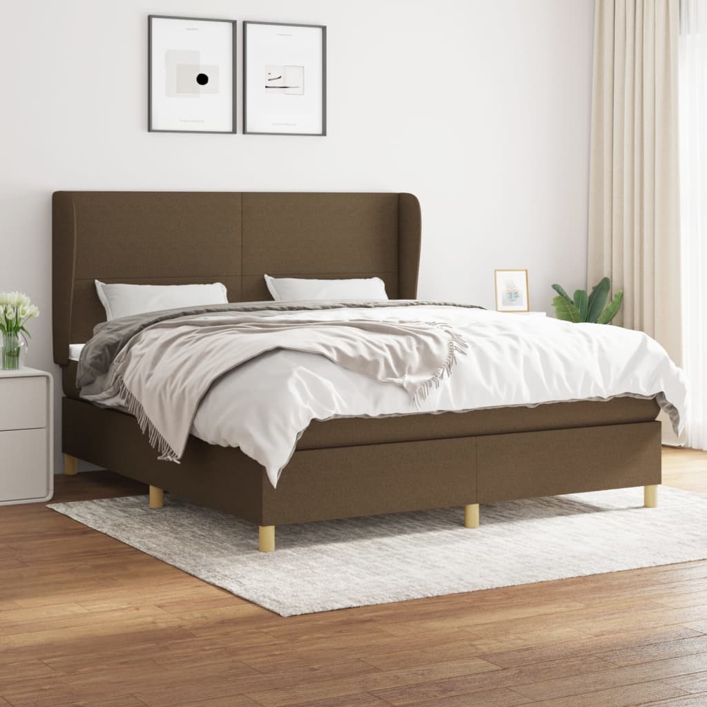 vidaXL Pat continental cu saltea maro închis 180x200cm material textil 180x200cm imagine noua