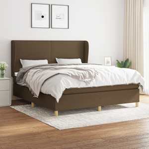 Box spring postel s matrací tmavě hnědá 180x200 cm textil - obrázek 1
