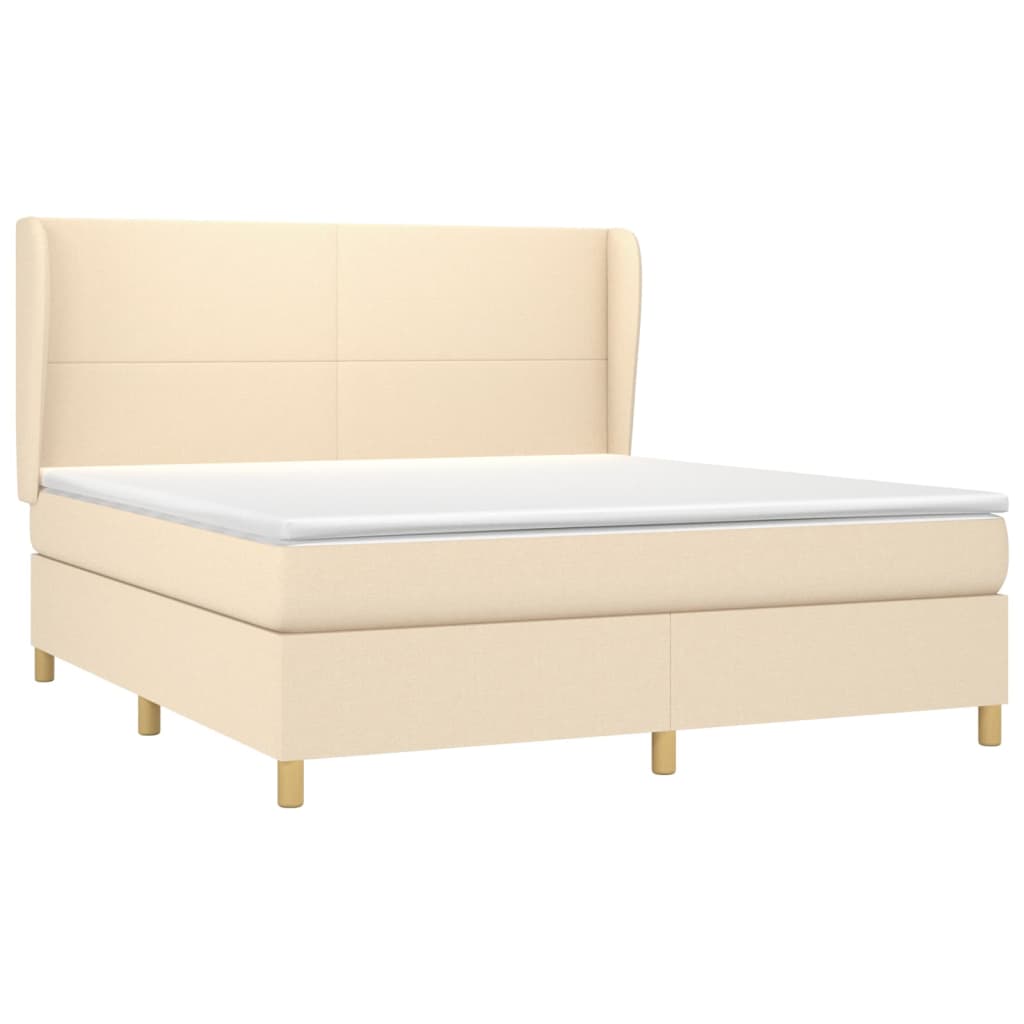 vidaXL Boxspring met matras stof crèmekleurig 180x200 cm afbeelding
