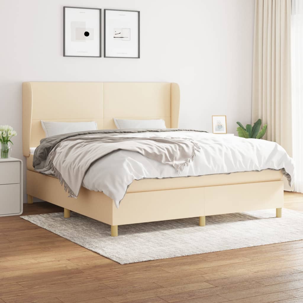 Boxspringbett mit Matratze Creme 180×200 cm Stoff