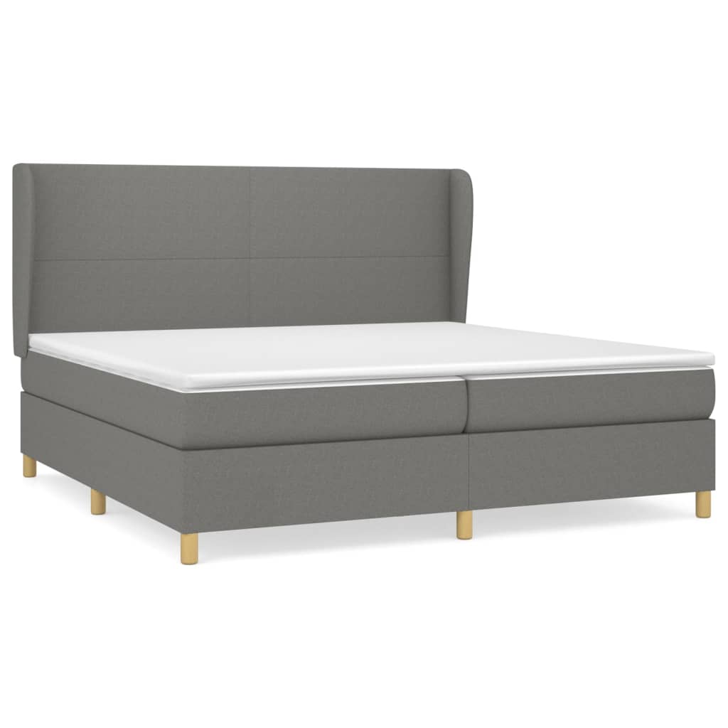 vidaXL Box spring postelja z vzmetnico temno siva 200x200 cm blago