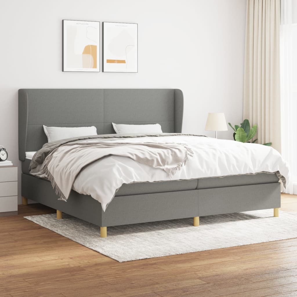 Boxspringbett mit Matratze Dunkelgrau 200×200 cm Stoff