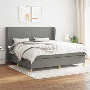 Box spring postel s matrací tmavě šedá 200x200 cm textil - obrázek 1