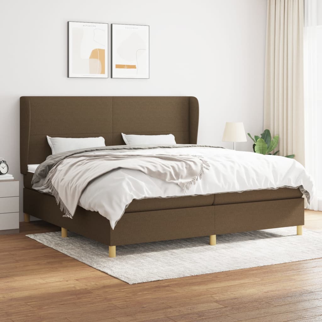 Boxspringbett mit Matratze Dunkelbraun 200×200 cm Stoff