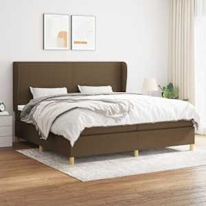 Box spring postel s matrací tmavě hnědá 200x200 cm textil - obrázek 1
