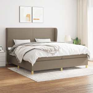 Box spring postel s matrací taupe 200x200 cm textil - obrázek 1