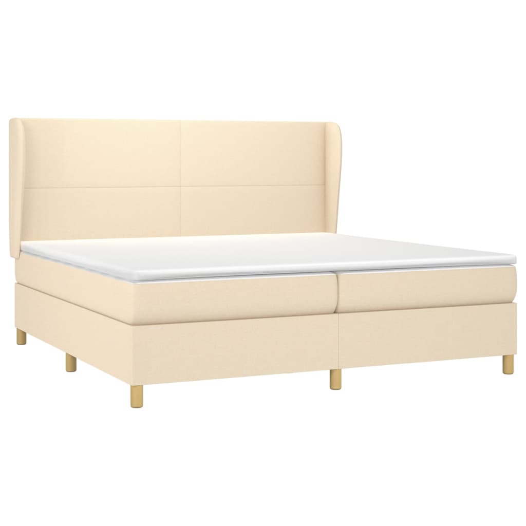 vidaXL Boxspring met matras stof crèmekleurig 200x200 cm afbeelding