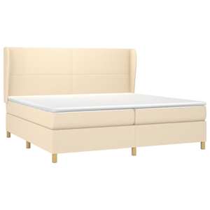 Box spring postel s matrací krémová 200x200 cm textil - obrázek 3